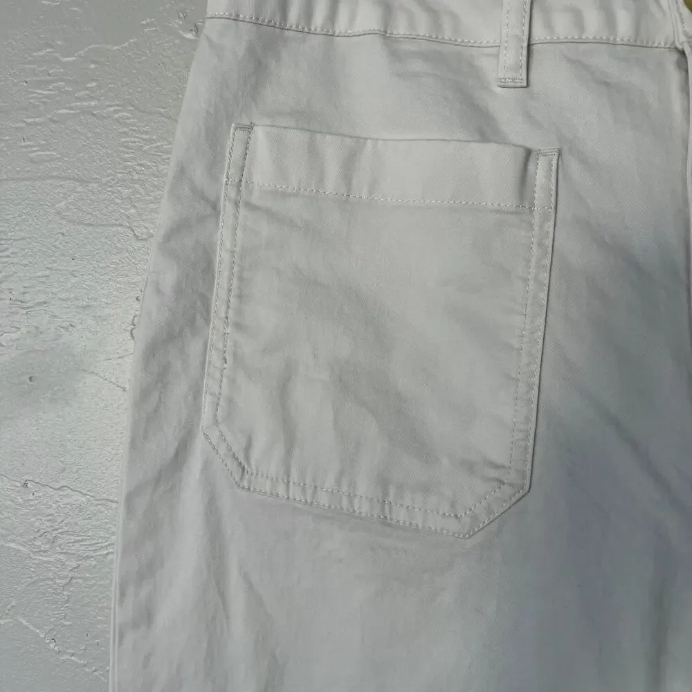 Quince Organic Stretch Cotton Chino Cropped Wide Leg Pants Frost size 14 - Picture 4 of 6